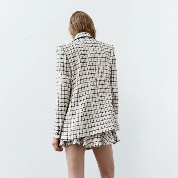 ZARA CHECKED DOUBLE-BACK BLAZER SIZE XS 2372 519 070 - Picture 3 of 7